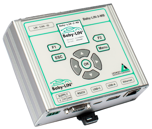 Baby-LIN-3-MB: LIN- and CAN-Bus simulator with RS-232/Ethernet interface