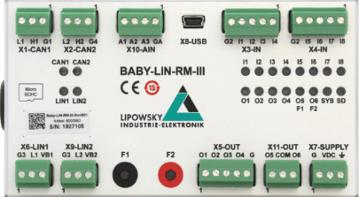 Baby-LIN-RM-III: LIN- and CAN-Bus simulator with digital I/O interface